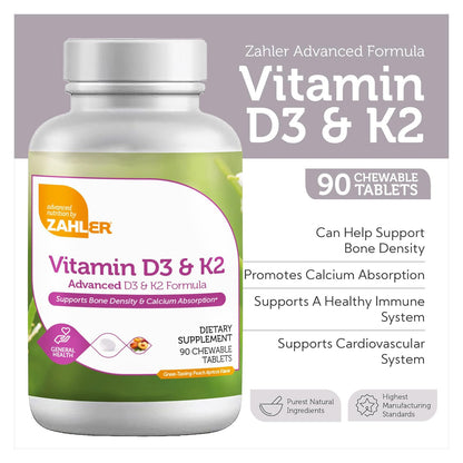 Vitamin D3 & K2 (90) Chewable Tablets