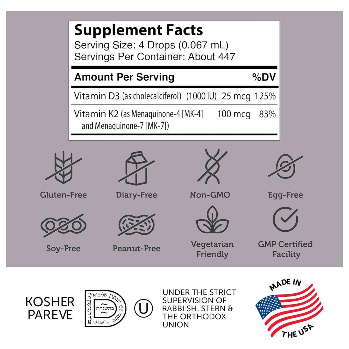 Vitamin D3 & K2 Liquid (1 oz.) 30 mL