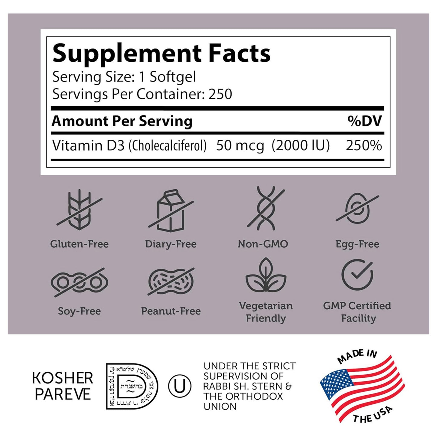 Vitamin D3 2000 IU (250) Softgels