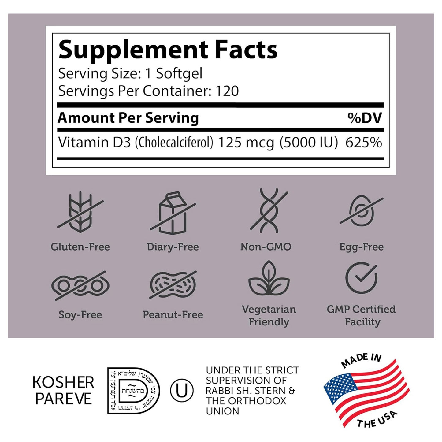 Vitamin D3 5000 IU (120) Softgels