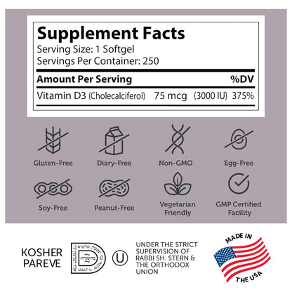 Vitamin D3 3000 IU (250) Softgels