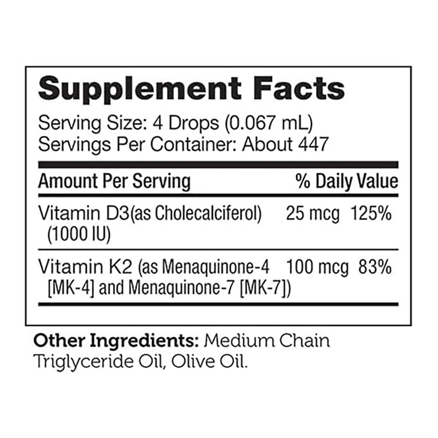 Vitamin D3 & K2 Liquid (1 oz.) 30 mL