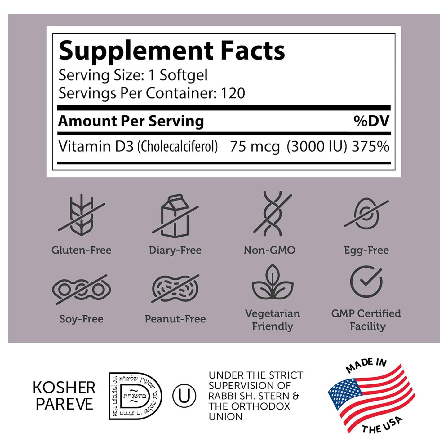 Vitamin D3 3000 IU (120) Softgels