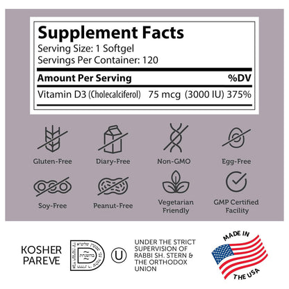 Vitamin D3 3000 IU (120) Softgels