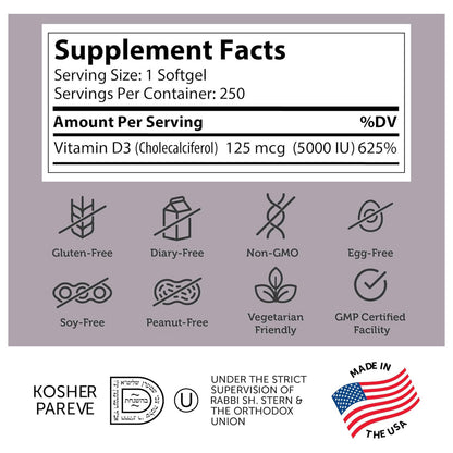 Vitamin D3 5000 IU (250) Softgels